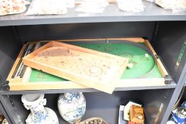 A vintage 'Kay' bagatelle board, of traditional design and size, sold along with a smaller home made