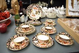 A selection of Royal Crown Derby Bone China 2451 Imari pattern tea wares, comprising six cups,