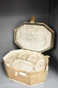 A 19th/early 20th century middle eastern spice box having 5 individual compartments, w29cm