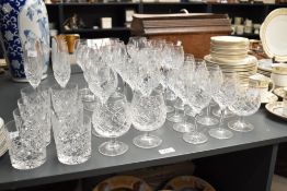 A large selection of Edinburgh Crystal drinking glasses of various sets , types and sizes