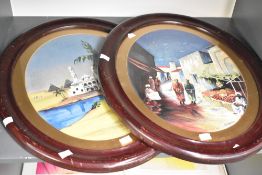 S.Broadbent (British 19th/20th century) a pair of oval Middle Eastern scene watercolours each with