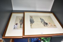 After Ros Goody (British contemporary) a pair of limited edition colour hunting related prints,