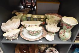 A quantity of ceramic ware, to include a pair of Crown Ducal Ware vases and an Athens plate ect, (