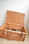 A F&M wicker hamper containing silver plated cutlery ect