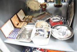 A selection of vintage EPNS and other plated wares including Oneida bon-bon dish