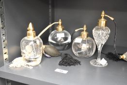 A Cristal Willman, Paris glass perfume bottle, h13cm, sold together with 3 other perfume bottles, (