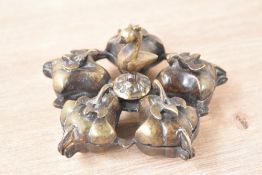 An Indian spice box decorated with bird motifs, w11cm