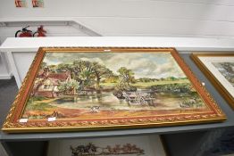 Alberto (20th century) oil on canvas, an attempt at copying John Constables 'The Hay Wain' signed