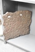 A wooden printing block having floral and foliage patterns, w49cm