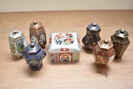 A quantity of miniature Chinese cloisonné snuff bottles with covers, largest h7.5cm, sold together
