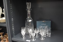 A set of 6 Waterford cut crystal glasses, h8.5cm, sold together with 4 shot glasses and a