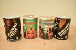 Four vintage collectable erotic jigsaws, Playboy Playmates, dated 1967, 1968, 1976, 1977, not