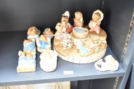 A group of Pendelfin rabbits figures, hand painted and having paper label to base, to incude