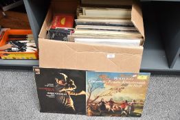 A box of approximately 70 classical vinyl long playing albums as well as an assortment of
