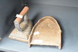 An early 20th century W. R. Hatton & Sons Ltd of London iron with stand, (2)