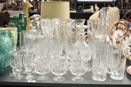 A quantity of cut crystal, to include decanters with stoppers, vases and wine glasses ect, (40)