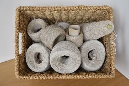 Ten reels of off-white yarns, mostly linen twist, some cotton, and silk. Provenance: local interest,