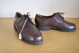 A pair of men's lace up shoes in brown smooth leather, derby toe and comfort heel, size 10 extra