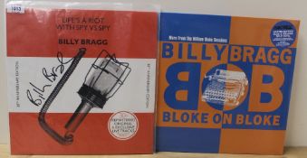 A Billy Bragg 2 album lot with a NM/NM ' Life's a Riot ' signed 30th anniversary press and a