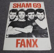 A Sham 69 ' Fanx ' original poster - punk rock interest - rare - measures - 50cm x 80cm