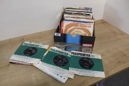 A collection of 120 1960's 45 rpm singles with a lot being in company sleeves - viewing
