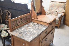 A Victorian bleached mahogany washstand/dressing table, width approx. 120cm