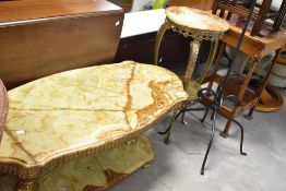 A vintage onyx coffee table and similar plant stand