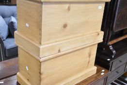 A pair of traditional pine storage boxes, approx. 62 x 33 x 33cm