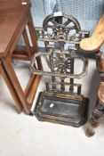 A cast iron stick stand having Victorian style lozenge mark to back, height approx. 70cm