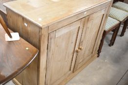 A Victorian pine double cupboard or dresser base, width approx. 110cm