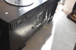 A vintage Old Charm style sideboard base having glazed section