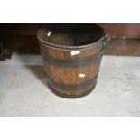A traditional oak coopered pail bucket, height approx. 30cm