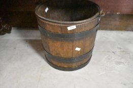 A traditional oak coopered pail bucket, height approx. 30cm