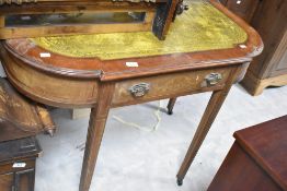 An Edwardian mahogany side table/desk, width approx. 108cm