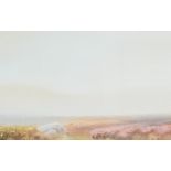 A pair of early 20th century Scottish Moorland scenes, gouache, unsigned, within broad gilt card mo
