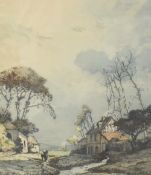 After Andre Delaistre (French 1865-1931) 1920's couloured aquatint, rural scene with figures and