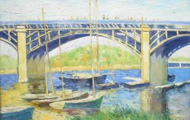 Artist unknown, after Claude Monet (French 1840-1926) impressionist oil on board, decorative copy o