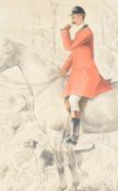 After George Algernon Fothergill (British 1868-1945) coloured print 'Drawn Blank' a huntsman,