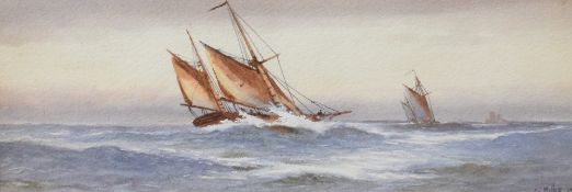 G Miller (British 19th/20th century) watercolour, seascape with sailing boats, signed and dated 19