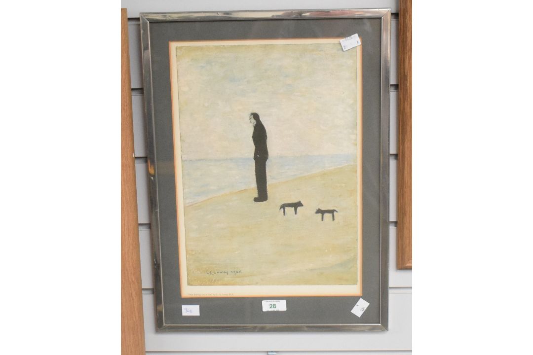 After Laurence Stephen Lowry (British 1887-1976) colour print 'Man looking out to Sea' entitled in - Image 2 of 2