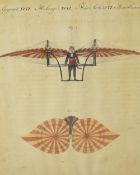 Reproduction coloured engraving 'A View of the balloon of Mr Sadler's ascending, with him and