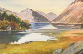 Local interest* William (Willi) Ullrich (German 20th century) oil/acrylic on board, lake scene, sig