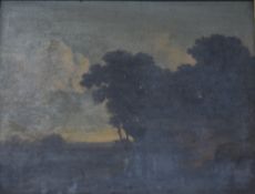An 18th/19th century oil on oak panel, landscape with trees, no visible signature, within a