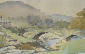 Local interest* Geoffrey M Holdsworth (British 20th century) watercolour, Ulpha Bridge, Duddon