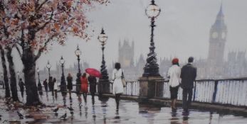After Richard Macneil (British b.1958) decorative colour print 'Thames View' within a white card
