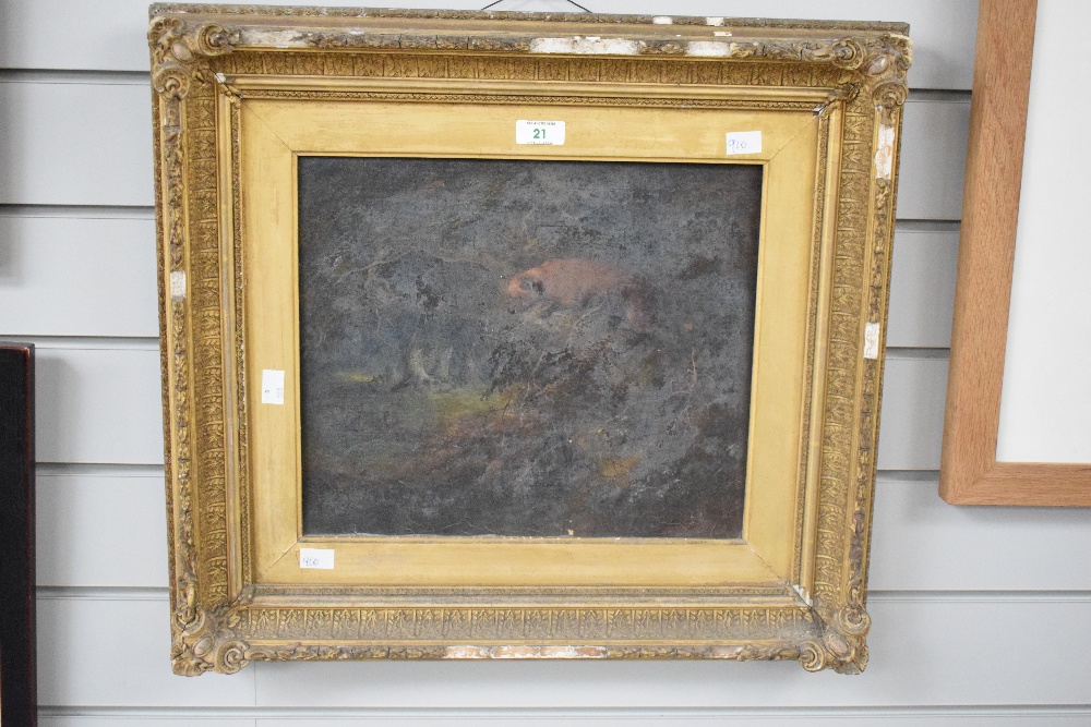 A 19th century English school oil on canvas, fox stalking a pheasant within a woodland setting, - Image 2 of 4