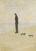 After Laurence Stephen Lowry (British 1887-1976) colour print 'Man looking out to Sea' entitled in
