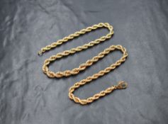 A 9ct gold rope chain, approx 17' & 38.3g