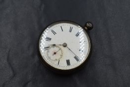 A Victorian silver open face key wound pocket watch, the white dial having baton numerals with