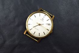 A gent's 1970's 9ct gold Omega Geneve mechanical wrist watch, having a baton numeral dial to